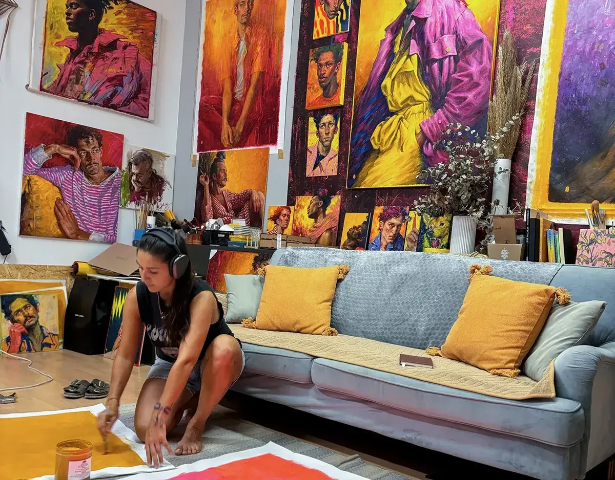 Tania Rivilis working in her studio